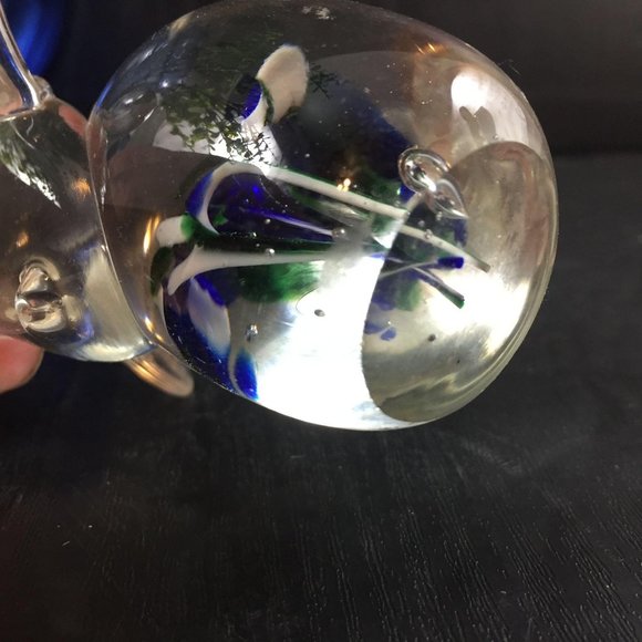 Glass Elephant Paperweight Flowers Figurine Blown - Picture 8 of 9